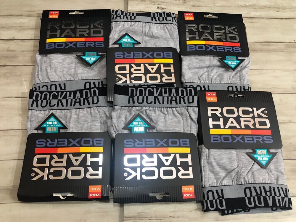 Rock Hard Boxer Trunks Mens Medium Gray Briefs Cotton 6 Pack Underwear N19
